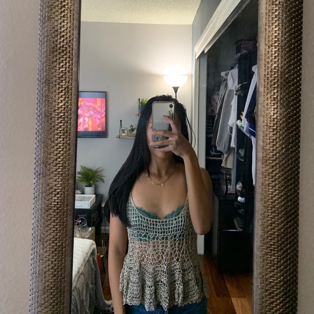Topshop golden net shirt